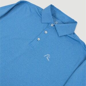 Rhoback Long Sleeve Polo Shirt Mens Medium Blue Striped Performance Golf